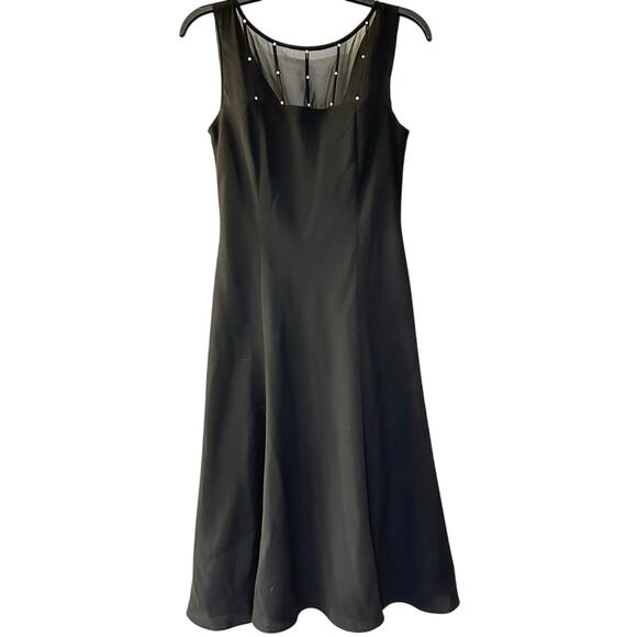 Jones Studio Dresses & Skirts - Jones Studio Black Cocktail Dress Sheer Jeweled Neckline & Cowled Scoop Back 4